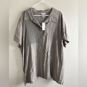 Avenue vintage silk blouse gray embroidered size 30